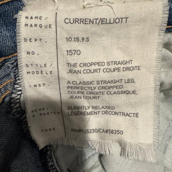 Current/Elliott The Cropped Straight Distressed Jeans Women’s Size 26 - Picture 8 of 9